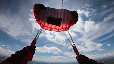 Skydiver open his parachute.  Stock Footage 155118870