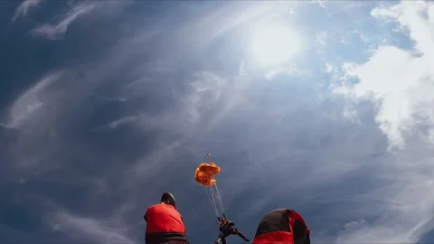 Skydiver open his parachute. Stock Footage 155118976