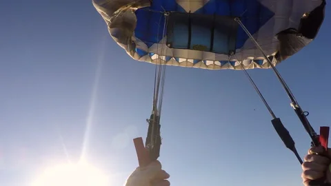 Skydiver open his parachute, point of view. Stock Footage 151283750