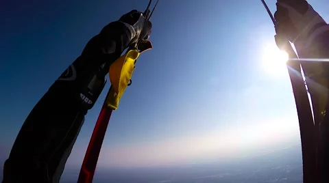 Skydiver opening parachute Stock Footage 69069921
