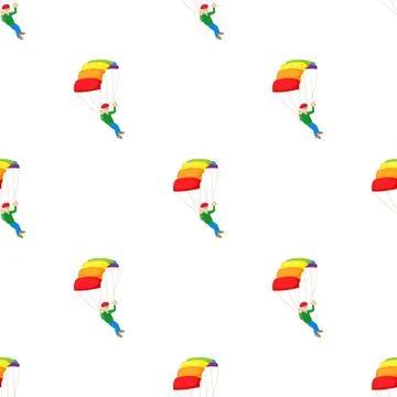 Skydiver with parachute open pattern seamless vector イラスト素材
