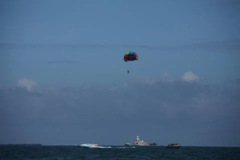 Skydiver Parachute open Foto stock