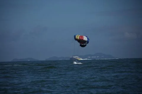 Skydiver Parachute open Foto stock
