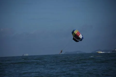 Skydiver Parachute open Foto stock