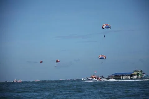 Skydiver Parachute open Foto stock