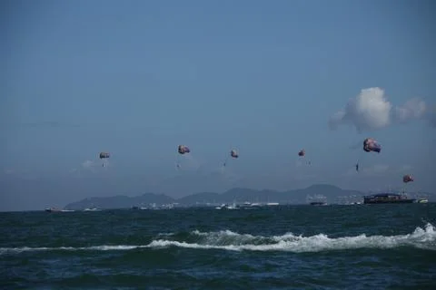 Skydiver Parachute open Foto stock