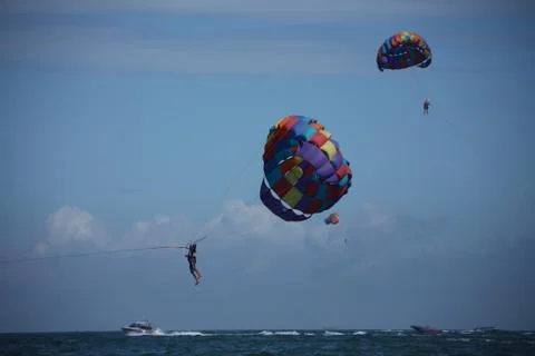 Skydiver Parachute open Foto stock