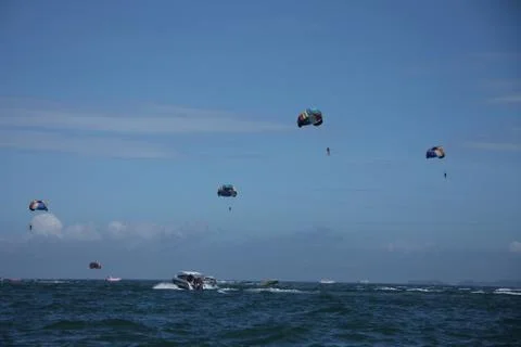 Skydiver Parachute open Stock Photos