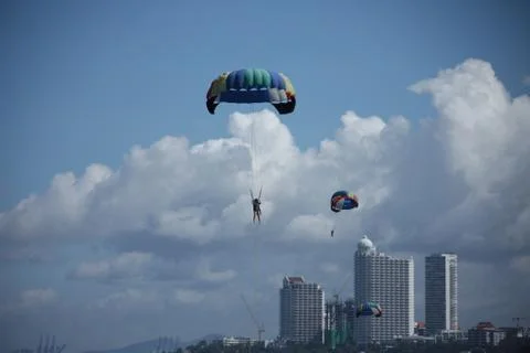 Skydiver Parachute open Foto stock