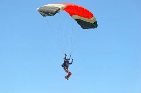 Skydiver on parachute Stock Photos