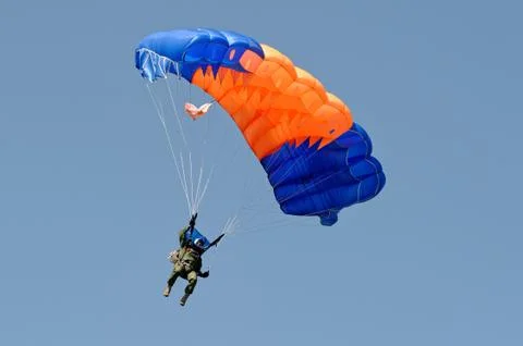 Skydiver on parachute Stock Photos