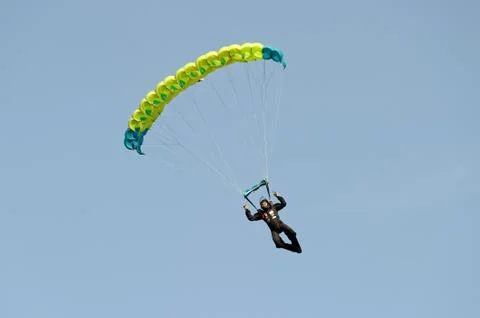 Skydiver on parachute Stock Photos