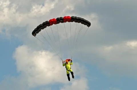 Skydiver on parachute Stock Photos