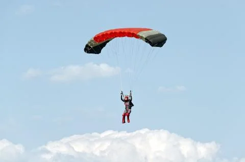 Skydiver on parachute Foto stock