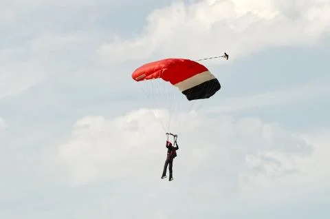 Skydiver on parachute Stock Photos