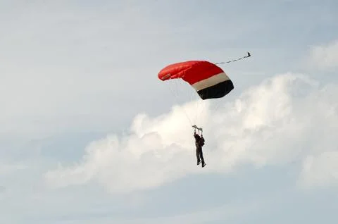 Skydiver on parachute Stock Photos
