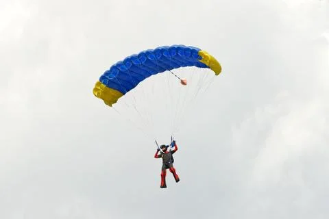 Skydiver on parachute Stock Photos