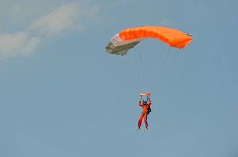 Skydiver on parachute Stock Photos