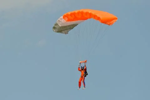 Skydiver on parachute Stock Photos
