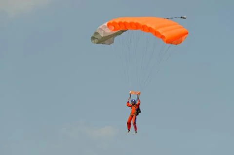 Skydiver on parachute 스톡 사진