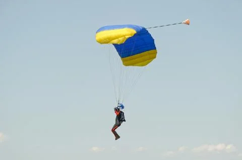 Skydiver on parachute Stock Photos