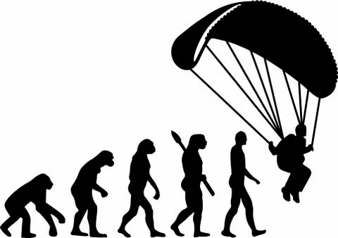 Skydiver Paraglider Evolution Stock Illustration