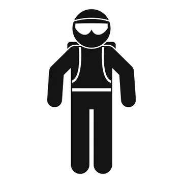 Skydiver ready for jump icon, simple style Illustrazione stock