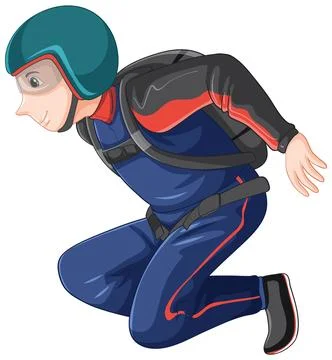 Skydiver in Ready Pose with Parachute Backpack Stock Illustration