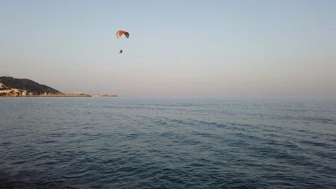 Skydiver at the seaside of Sitges, Spain Video stock 119760286