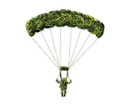 Skydiver shape with grass texture isolated on a white background Stock Illustration