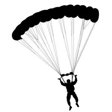 Skydiver, silhouettes parachuting vector illustration Illustrazione stock