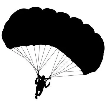 Skydiver, silhouettes parachuting on white background Illustration