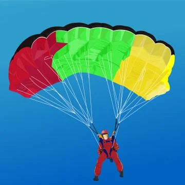 Skydiver soars high in the blue sky Stock Illustration