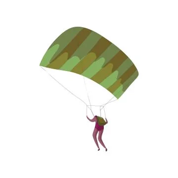 Skydiver soars on an open parachute. Vector illustration on white background. Stock Illustration