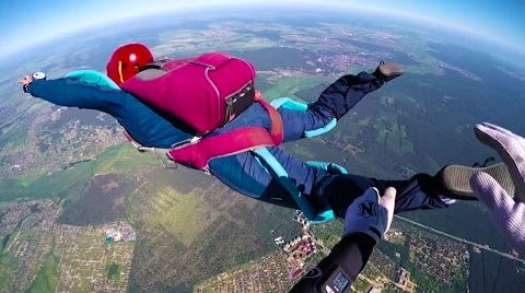 Skydiver spinning in free fall, editorial Video stock 69068775