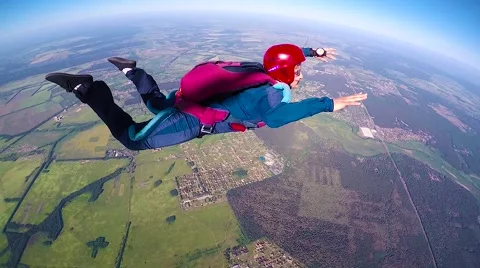 Skydiver spinning in free fall, editorial Video stock 69069205