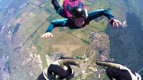 Skydiver spinning in free fall, editorial Stock Footage 69124170