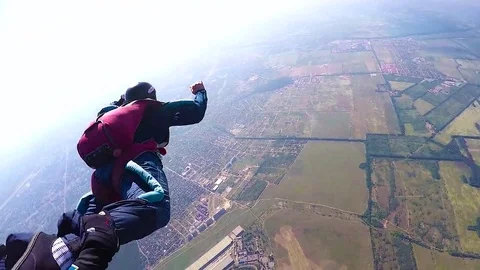 Skydiver spinning in free fall, editorial Stock Footage 69124973