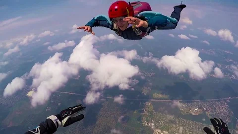 Skydiver spinning in free fall, editorial Stock Footage 69125463