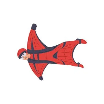 Skydiver, vector illustration isolated on white, flat cartoon style. Ilustración de archivo