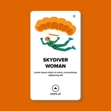 Skydiver woman vector Stock Illustration