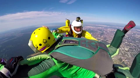 Skydivers in an accelerated free fall, editorial Video stock 68773611