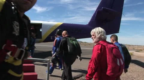 Skydivers Boarding Plane Video stock 18989645