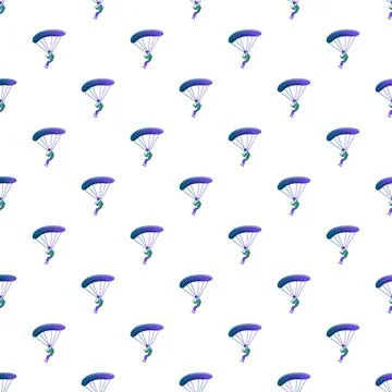 Skydivers flying with parachutes in a seamless pattern Illustrazione stock
