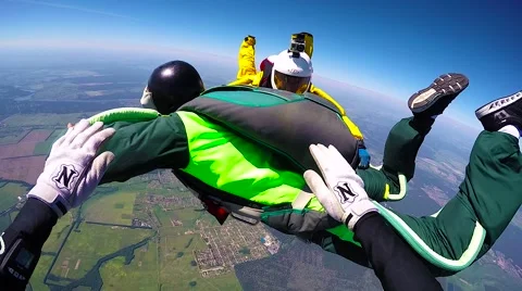Skydivers jump out of airplane Stock Footage 69067015
