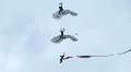 Skydivers Parachuting In Formation 02 HD Footage