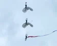 Skydivers Parachuting In Formation 02 SD Footage