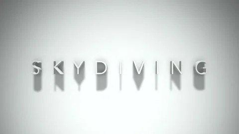 Skydiving 3D title animation with shadows on a white background Stock Footage 296685654