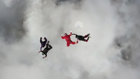 Skydiving 4 way team Stock Footage 133376400