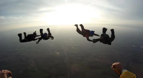 Skydiving 4 way team Foto stock